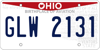OH license plate GLW2131