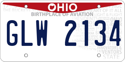 OH license plate GLW2134