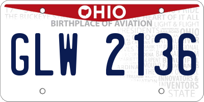 OH license plate GLW2136