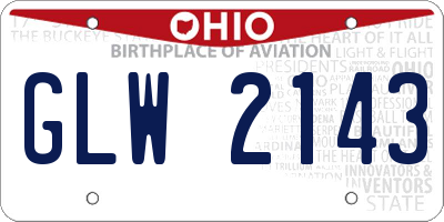 OH license plate GLW2143