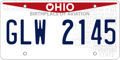 OH license plate GLW2145