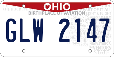 OH license plate GLW2147
