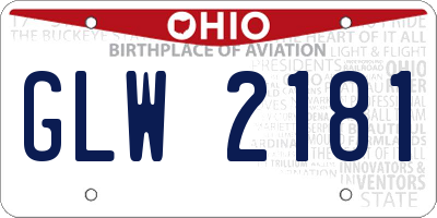 OH license plate GLW2181