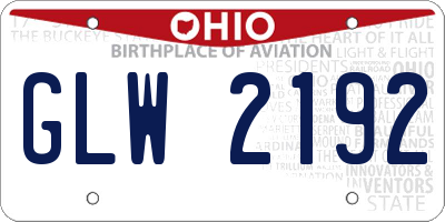 OH license plate GLW2192