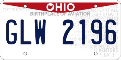 OH license plate GLW2196