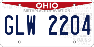 OH license plate GLW2204