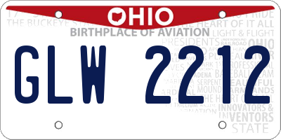 OH license plate GLW2212