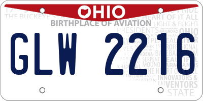 OH license plate GLW2216