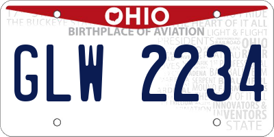 OH license plate GLW2234