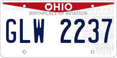 OH license plate GLW2237