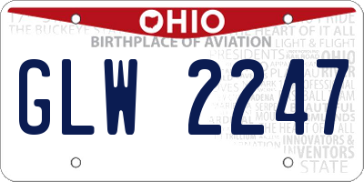 OH license plate GLW2247