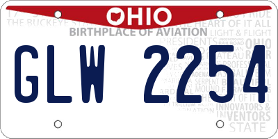 OH license plate GLW2254
