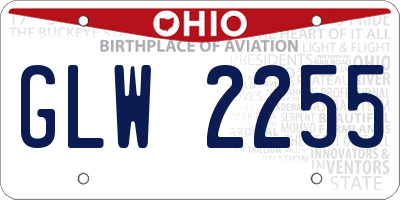 OH license plate GLW2255