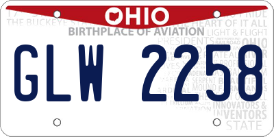 OH license plate GLW2258