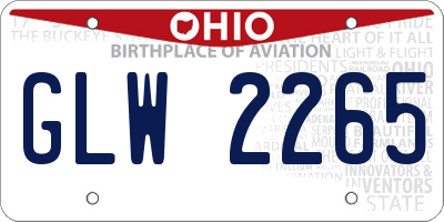 OH license plate GLW2265