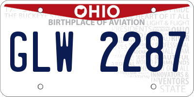 OH license plate GLW2287