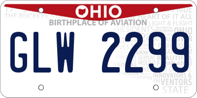 OH license plate GLW2299