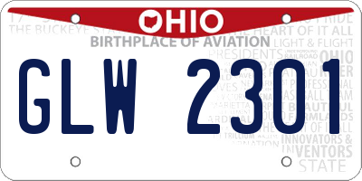 OH license plate GLW2301