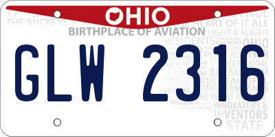 OH license plate GLW2316