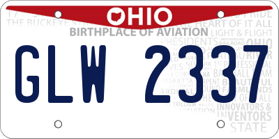 OH license plate GLW2337