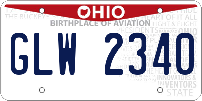 OH license plate GLW2340