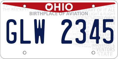OH license plate GLW2345