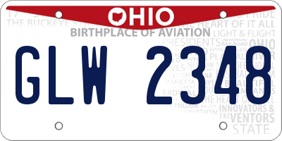 OH license plate GLW2348