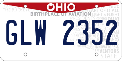 OH license plate GLW2352