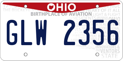 OH license plate GLW2356