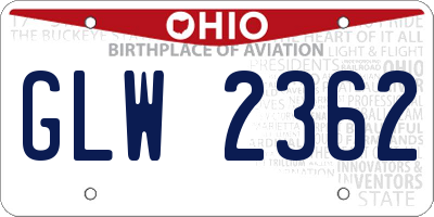 OH license plate GLW2362