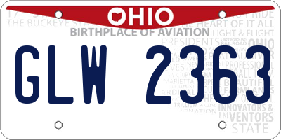 OH license plate GLW2363