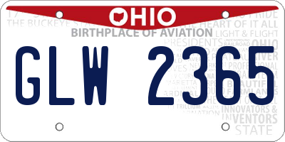OH license plate GLW2365