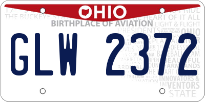 OH license plate GLW2372