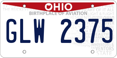 OH license plate GLW2375