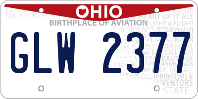 OH license plate GLW2377