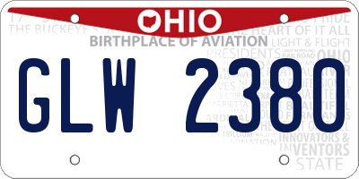 OH license plate GLW2380