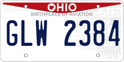 OH license plate GLW2384