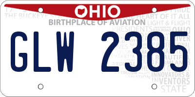 OH license plate GLW2385
