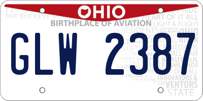 OH license plate GLW2387