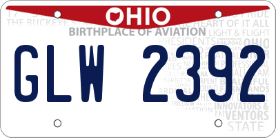 OH license plate GLW2392