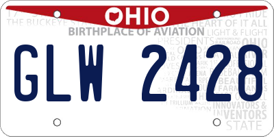 OH license plate GLW2428