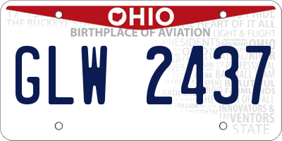 OH license plate GLW2437