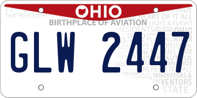 OH license plate GLW2447