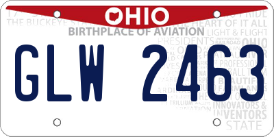 OH license plate GLW2463