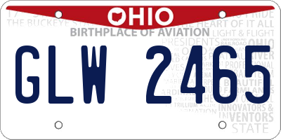 OH license plate GLW2465