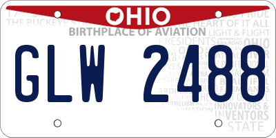 OH license plate GLW2488
