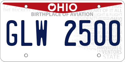 OH license plate GLW2500