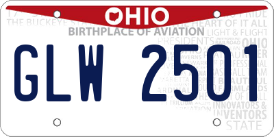 OH license plate GLW2501