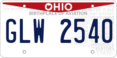 OH license plate GLW2540