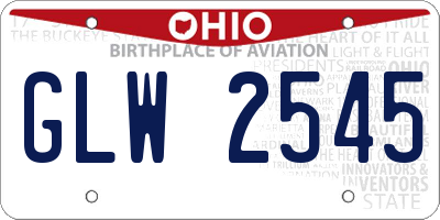 OH license plate GLW2545